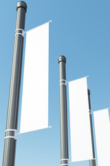 Blank white vertical banner template flag for mockup 3d illustration