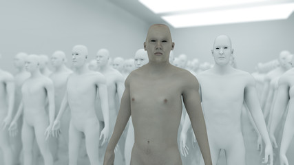 3d rendering. Human Clone Manufacturing and Futuristic Room