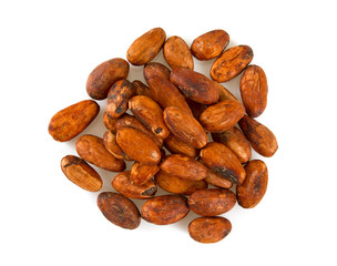 cocoa beans isolated on white