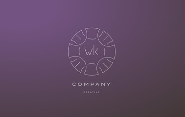 wk w k monogram floral line art flower letter company logo icon design