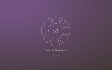 vi v i monogram floral line art flower letter company logo icon design