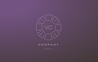 vc v c monogram floral line art flower letter company logo icon design