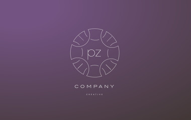 pz p z monogram floral line art flower letter company logo icon design
