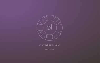 pt p t monogram floral line art flower letter company logo icon design