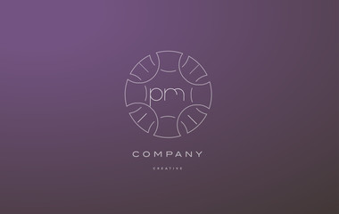 pm p l monogram floral line art flower letter company logo icon design