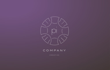 pi p i monogram floral line art flower letter company logo icon design