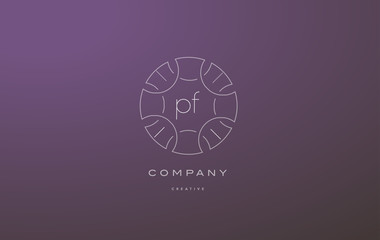 pf p f monogram floral line art flower letter company logo icon design