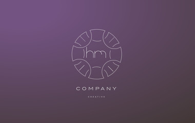 hm h m monogram floral line art flower letter company logo icon design