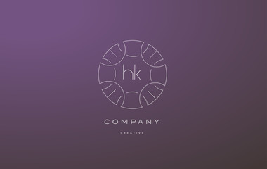 hk h k monogram floral line art flower letter company logo icon design