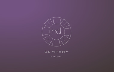 hd h d monogram floral line art flower letter company logo icon design