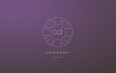 cd c d monogram floral line art flower letter company logo icon design