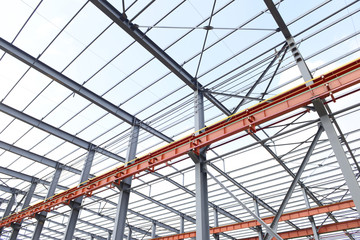 Fototapeta premium Steel structure workshop is under construction