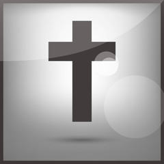 Christian Cross Vector icon illustration on white. Sunrise.
