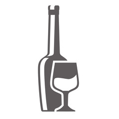 glass bottle and cup pictogram vector illustration eps 10