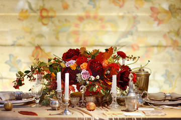 Table set for wedding reception