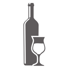 glass bottle and cup wine silhouette vector illustration eps 10