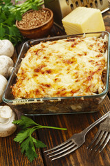 Buckwheat casserole with chicken