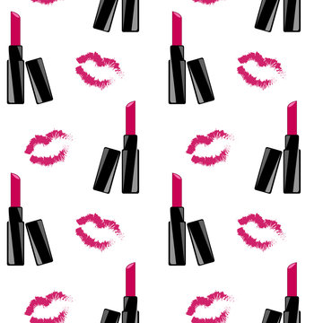 Lipstick seamless pattern . Vector illustration