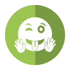 eyewink and tongue emoticon style icon shadow vector illustration eps 10