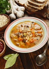 Rassolnik with chicken giblets