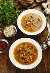 Rassolnik with chicken giblets