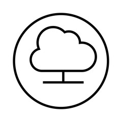 monochrome contour with circular frame with cloud storage service icon vector illustration