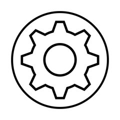 monochrome contour with circular frame with pinion vector illustration