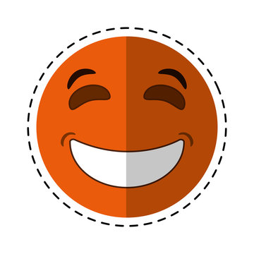 laughing emoticon style cut line vector illustration eps 10