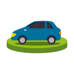 colorful silhouette with automobile over base vector illustration