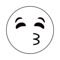 kissing emoticon style thin line vector illustration eps 10