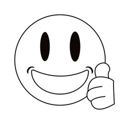 smiling thumbs emoticon style thin line vector illustration eps 10