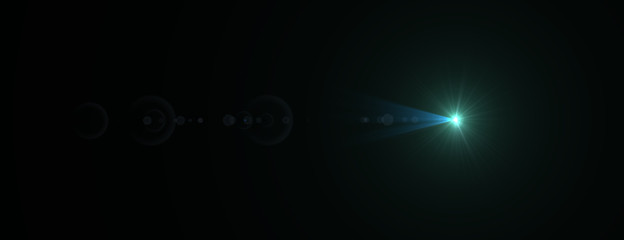 Lens flare effect. 3D rendering