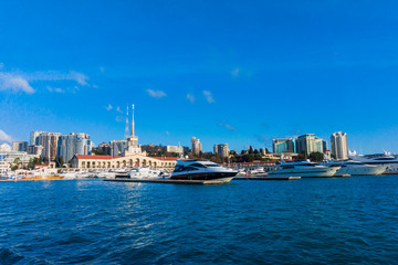Obraz premium SOCHI, RUSSIA - 30 JANUARY, 2016. Sea Port of Sochi