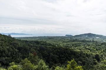Fototapeta na wymiar View coastline tropical rain forest Domesila viewpoint Koh Phangan Thailand