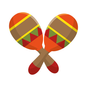 Colorful Pair Mexican Maraca Instrument Icon Design Vector Illustration