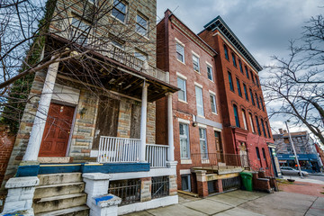 House along Carey Street, at Franklin Square, in Baltimore, Maryland.