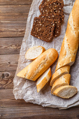 Sliced loaf with black bread