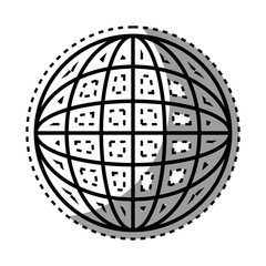 sticker shading silhouette sphere with lines cartographic vector illustration