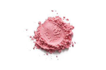 Pink color cosmetic powder on background