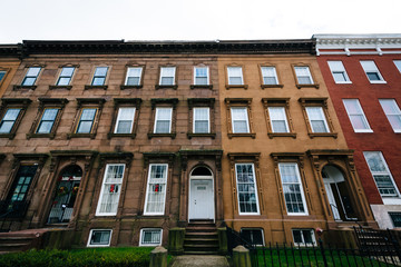Rowhouses at Franklin Square, in Baltimore, Maryland.