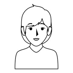 silhouette half body woman with short hair vector illustration