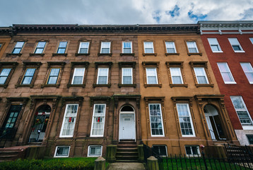 Rowhouses at Franklin Square, in Baltimore, Maryland.