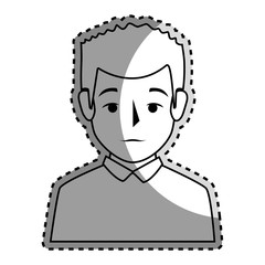 sticker silhouette half body man with t-shirt vector illustration