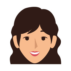 colorful silhouette front view woman with wavy hair vector illustration