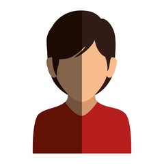 colorful silhouette faceless half body woman with short hair vector illustration