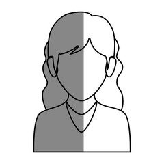 silhouette faceless half body woman with wavy hair vector illustration