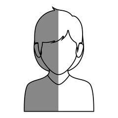 silhouette faceless half body woman with short hair vector illustration