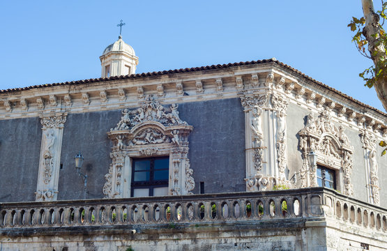 View of the baroque palace Biscari, Catania