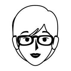 silhouette front view woman with glasses vector illustration