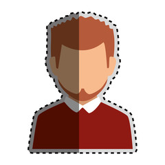 sticker colorful silhouette faceless half body man with beard vector illustration